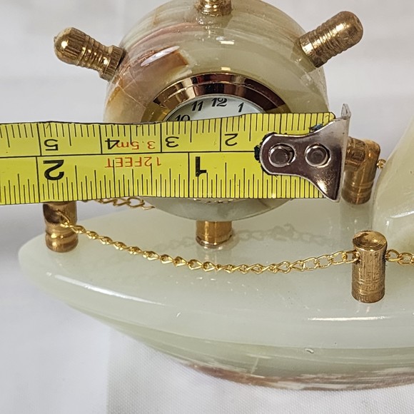 Decorative Collectible Ship Clock Desk Mentel Marble Onyx Handmade Imported NEW - Picture 9 of 9